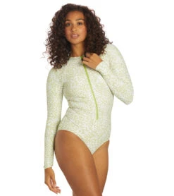 Sporti X Stef Corgel Manhattan Beach Cheetah Zip Front Long-Sleeve One Piece Swimsuit -Swimming Equipment Store 7360964001960 junglegreen 5a