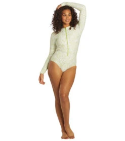 Sporti X Stef Corgel Manhattan Beach Cheetah Zip Front Long-Sleeve One Piece Swimsuit -Swimming Equipment Store 7360964001960 junglegreen 7a