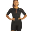 2XU Women's Aero Tri Sleeved Top 1 2XU Women's Aero Tri Sleeved Top -Swimming Equipment Store 7412061143208 blackhypercoral 1a