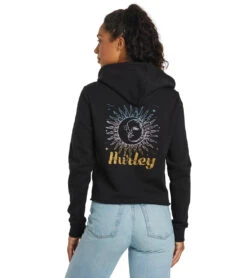 HURLEY Women's Helena Cut Off Pullover Hoodie -Swimming Equipment Store 7471953019048 caviar 3a