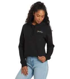 HURLEY Women's Helena Cut Off Pullover Hoodie -Swimming Equipment Store 7471953019048 caviar 4a