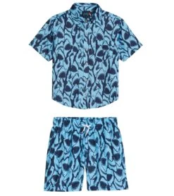 Boys' Shark Camp Shirt & Swim Trunks Set (Big Kid)