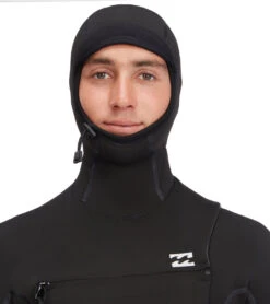 Billabong Men's 5/4mm Absolute Plus Chest Zip Hooded Fullsuit Wetsuit -Swimming Equipment Store 7492490133672 black 3a
