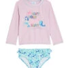 Girls' Beach Happy Two Piece Long Sleeve Rashguard Set (Baby, Toddler) -Swimming Equipment Store 7494979387560 pink 1a