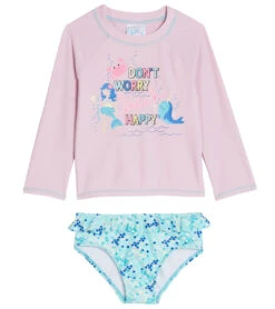 Girls' Beach Happy Two Piece Long Sleeve Rashguard Set (Baby, Toddler)