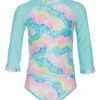 Girls' Neon Pastel Tie Dye Two Piece Long Sleeve Rashguard Set (Baby, Toddler)
