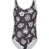 Rip Curl Girls' Low Tide One Piece Swimsuit (Toddler, Little Kid) -Swimming Equipment Store 7506130960552 washedblack 1a