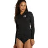 Rip Curl Women's Classic Zip Front Long Sleeve Surf Shirt -Swimming Equipment Store 7508548190376 black 1a