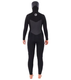 Rip Curl Women's 6/4 Flashbomb Long Sleeve Hooded Chest Zip Fullsuit Wetsuit -Swimming Equipment Store 7510130688168 black 3a
