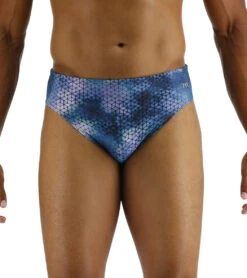 TYR Men's Starhex Racer Brief Swimsuit -Swimming Equipment Store 7539491012776 blueice 4a
