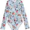 Seafolly Girls' Summer Vacay Long Sleeve One Piece Swimsuit (Big Kid) -Swimming Equipment Store 7548774940840 summervacay 1a