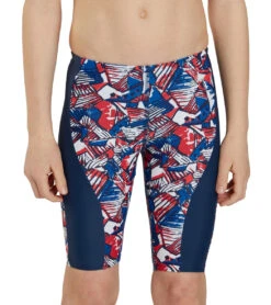 Tribal Graffiti Splice Jammer Swimsuit Youth (22 - 28) -Swimming Equipment Store 7595582226600 redwhiteblue 5a