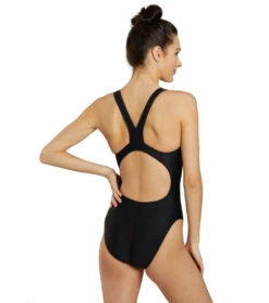 Piped Splice Wide Strap One Piece Swimsuit -Swimming Equipment Store 7595815272616 blackmaroon 3a
