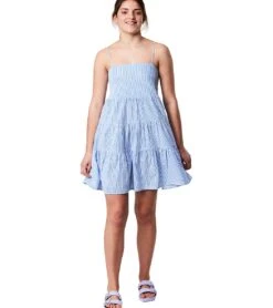 Girls' Cornflower Stripe Beach Dress (Little Kid, Big Kid) -Swimming Equipment Store 7601446682792 blue 3a