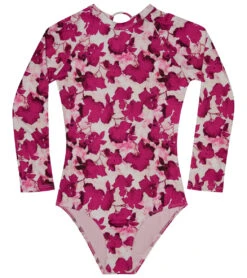 Splendid Girls' Bougainvillea Long Sleeve One Piece Swimsuit (Big Kid)