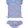 Girls' Beach Bloom Short Sleeve Two Piece Rash Guard Set (Baby, Toddler, Little Kid) -Swimming Equipment Store 7631512961192 blue 1a