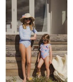 Girls' Beach Bloom Ruffle Shoulder One Piece Swimsuit (Baby, Toddler, Little Kid) 13 Girls' Beach Bloom Ruffle Shoulder One Piece Swimsuit (Baby, Toddler, Little Kid) -Swimming Equipment Store 7631513026728 blue 5a