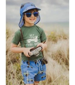 Boys' Surf Safari Short Sleeve Rash Guard Set (Baby) -Swimming Equipment Store 7631513845928 blue 3a