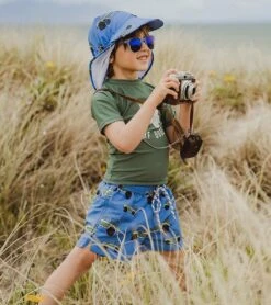 Boys' Surf Safari Short Sleeve Rash Guard Set (Baby) -Swimming Equipment Store 7631513845928 blue 5a