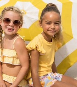 Girls' Marigold Flutter Sleeve Rashguard (Toddler, Little Kid, Big Kid) -Swimming Equipment Store 7652777066664 yellow 5a