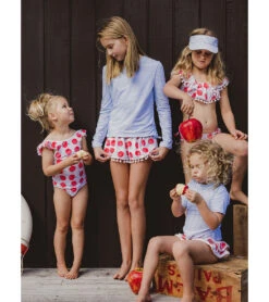 Girls' Cornflower Stripe Long Sleeve Rashguard (Toddler, Little Kid, Big Kid) -Swimming Equipment Store 7652778705064 blue 3a