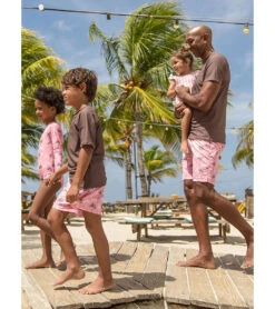 Men's Palm Paradise Sustainable Swim Trunks -Swimming Equipment Store 7652824580264 pink 3a